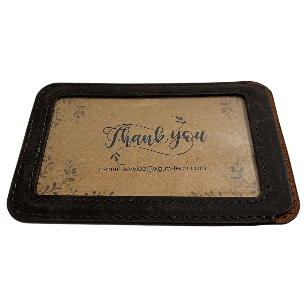 Handmade Leather ID Card Holder with Metal Clip